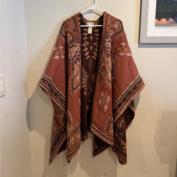 Free People Hudson Valley Kimono Rust Oversized One Size Aztecan - Picture 2 of 8
